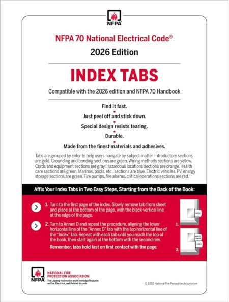 National Fire Protection Association NFPA 70 Index Tabs 2026