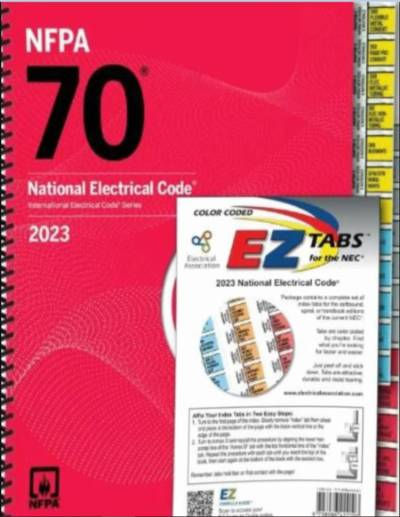 NEC Code 2023 Edition Spiral Bound with EZ Index Tabs National Electrical Code Reference Guide